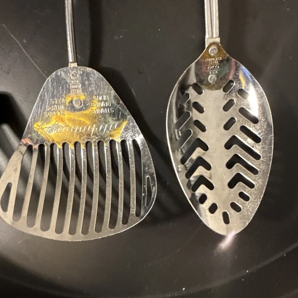 Vintage Ekco A&J Slotted Spatula Skimmer Spoon Kitchamajig Utensil Lot‎ 3 PC USA